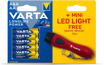 Baterie Varta Longlife Power 4xAA / LR6 + 4xAAA / LR03 + latarka LED