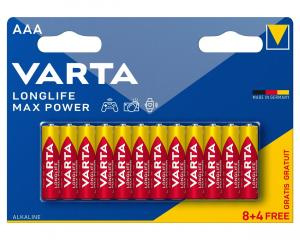 Bateria AAA / LR03 Varta Longlife Max Power 1.5V B8+4
